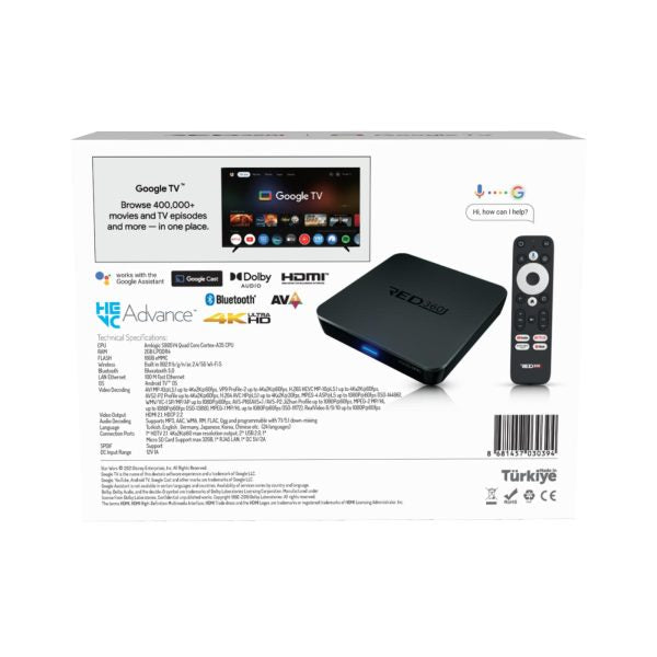 Redline RED360 X100 Pro Android TV Box 4K, with Google TV