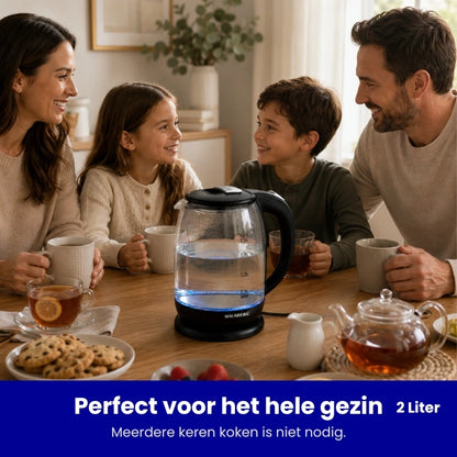 HAUSBERG HB-3616 Glazen Waterkoker 2L met LED & 360° Basis