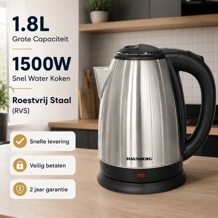 HAUSBERG HB-3615 Stainless Steel Kettle 1.8L 1500W