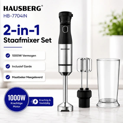HAUSBERG HB-7704IN Staafmixer 2-in-1 1000W met Garde & Maatbeker