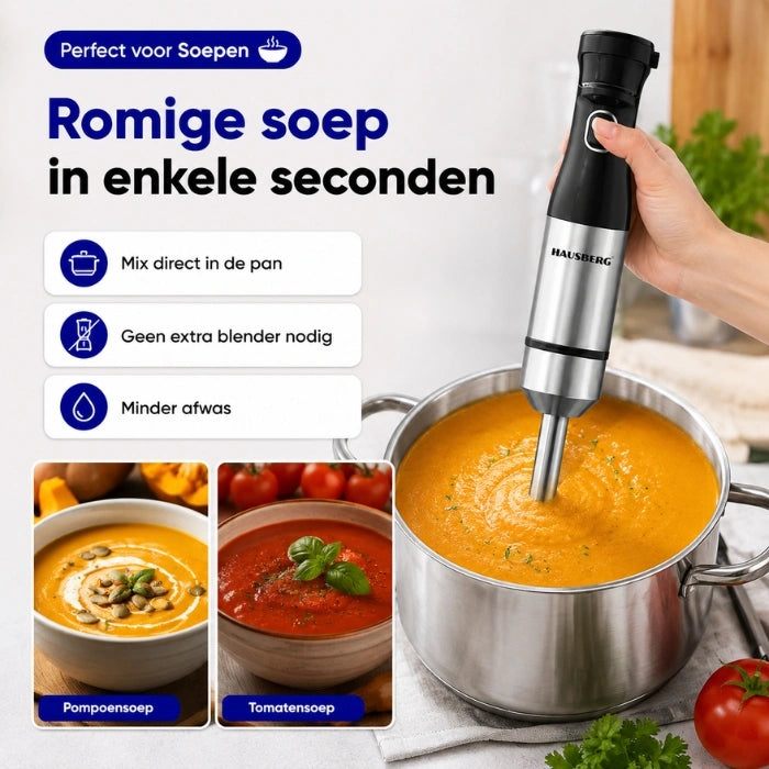 HAUSBERG HB-7704IN Staafmixer 2-in-1 1000W met Garde & Maatbeker